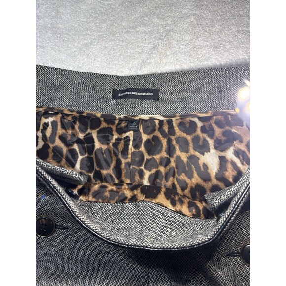 Express Design Studio Shorts SZ 10 Plaid Tweed Black Wool Sailor Button Nautical - Picture 3 of 8